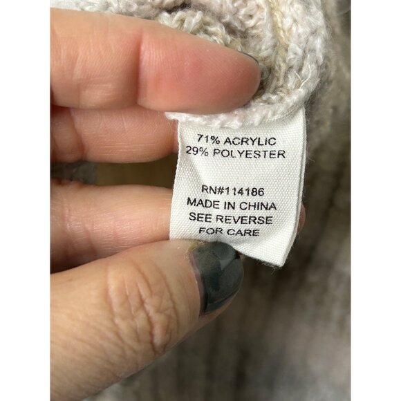 Women's Sweater natural tones with pink stripe Size Large - Picture 5 of 13